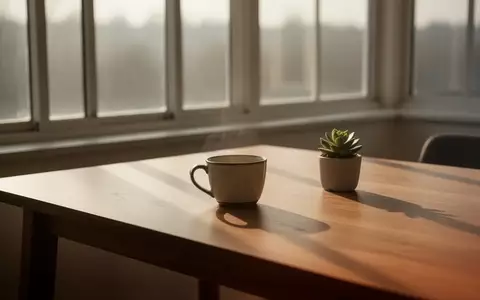 Ein minimalistischer, aufgeräumter Schreibtisch mit einer Kaffeetasse und einer Pflanze in einem sonnendurchfluteten Raum. - Foto: über boerse-global.de