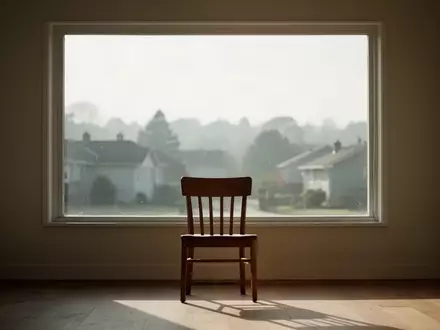 Ein leerer, sonnendurchfluteter Raum mit einem einzelnen Stuhl vor einem Fenster mit Blick auf eine ruhige Landschaft. - Foto: über boerse-global.de