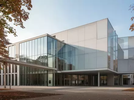 Moderne Glas- und Betonarchitektur eines Regierungsgebäudes in Berlin bei klarem Herbstwetter. - Foto: über boerse-global.de