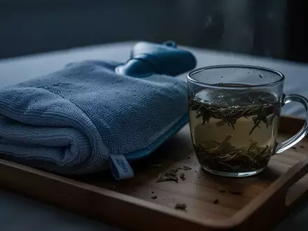 Symbolbild: Wärmflasche, Handtuch und Kräutertee - Foto: über boerse-global.de