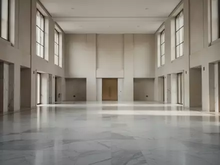 Leere, minimalistische Halle in einem modernen europäischen Regierungsgebäude mit natürlichem Lichteinfall. - Foto: über boerse-global.de