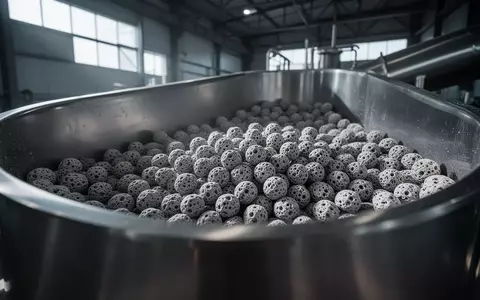 Nahaufnahme von synthetischen Zeolith-Pellets in einem industriellen Behälter zur Gasaufbereitung. - Foto: über boerse-global.de