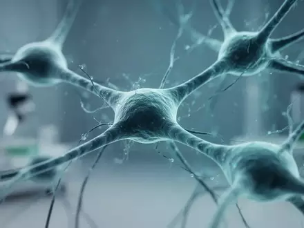 Mikroskopische Aufnahme von Nervengewebe und synaptischen Verbindungen in einem medizinischen Labor. - Foto: über boerse-global.de