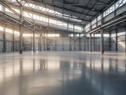 Ein weitläufiges, leeres Industrie-Lagerhaus mit poliertem Betonboden und einfallendem Tageslicht. - Foto: über boerse-global.de