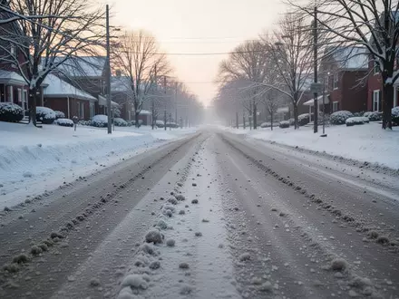 Eine verschneite Straße mit sichtbarem Streusalz bei winterlichem Tageslicht. - Foto: über boerse-global.de