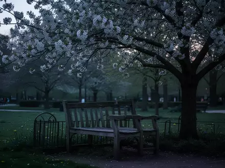 Symbolbild: Parkbank unter einem blühenden Baum - Foto: über boerse-global.de