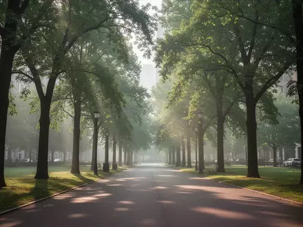 Ein sonnendurchfluteter Parkweg im morgendlichen Licht, der Ruhe und eine gesunde Umgebung symbolisiert. - Foto: über boerse-global.de
