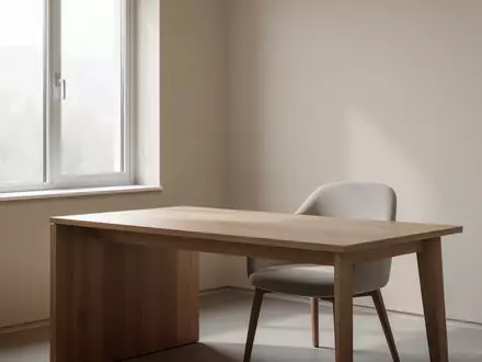Ein minimalistischer, heller Behandlungsraum mit einem leeren Holztisch und einem Stuhl in ruhiger Atmosphäre. - Foto: über boerse-global.de