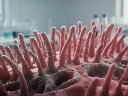 Mikroskopische Aufnahme von intestinalen Zotten, die die biologische Struktur des Darmgewebes im Labor darstellen. - Foto: über boerse-global.de