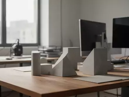 Ein minimalistischer, moderner Arbeitsplatz in einem Designstudio mit natürlichem Lichteinfall. - Foto: über boerse-global.de