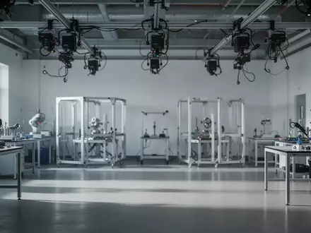 Ein steriles, hochmodernes Labor mit industrieller Bewegungserfassungstechnik und minimalistischer Einrichtung. - Foto: über boerse-global.de