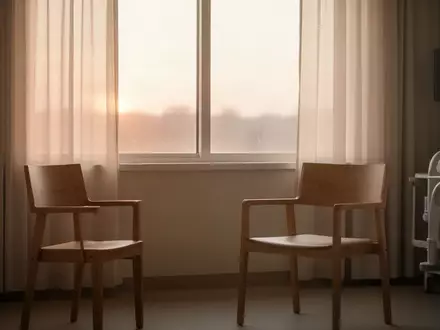 Ein ruhiges, sonnendurchflutetes Krankenzimmer mit einem leeren Stuhl am Fenster, das eine Atmosphäre der Genesung vermittelt. - Foto: über boerse-global.de