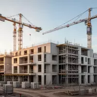 Baustelle für neue Wohnquartiere in Dresden mit Rohbauten und Kränen im sonnigen Licht. - Foto: über boerse-global.de