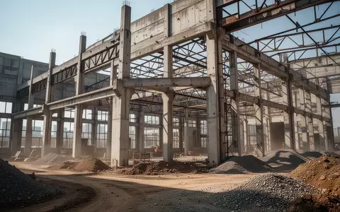 Rohbau eines ehemaligen Industriegebäudes während der Sanierung und Umnutzung zu Wohnraum auf einer Baustelle. - Foto: über boerse-global.de
