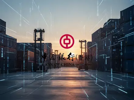 Modernes Logistikzentrum bei Sonnenuntergang mit abstrakten digitalen Datenströmen und Frachtcontainern. - Foto: über boerse-global.de