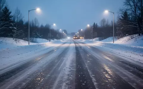 Eine verschneite Straße im Winterdienst bei Dämmerung, die die Einsatzumgebung für die Dokumentations-App darstellt. - Foto: über boerse-global.de