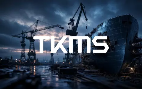 Moderne Werft mit Schiffsbaukonstruktionen bei Dämmerung, die eine industrielle und angespannte Atmosphäre vermittelt. - Foto: über boerse-global.de