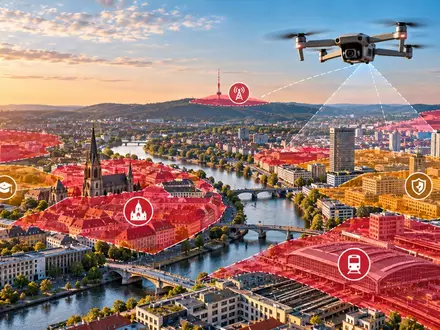Wie drohnenfreundlich sind Deutschlands Großstädte? / Neue Auswertung zeigt: In 19 der 20 größten deutschen Städte gelten auf mehr als der Hälfte der Stadtfläche besondere Vorgaben für Drohnenflüge - Foto: presseportal.de