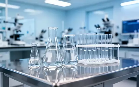 Laborumgebung mit Glasgefäßen auf einem Edelstahltisch in einer klinischen Forschungseinrichtung. - Foto: über boerse-global.de