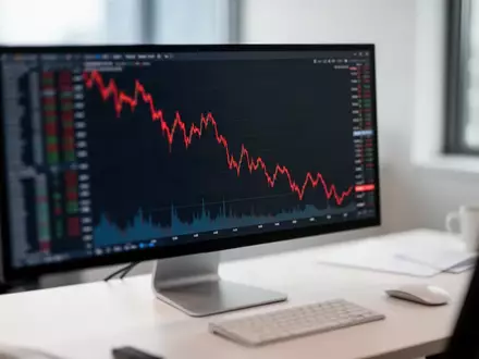 Ein verschwommener Aktienchart mit einer roten Kurslinie auf einem modernen Büro-Monitor. - Foto: über boerse-global.de