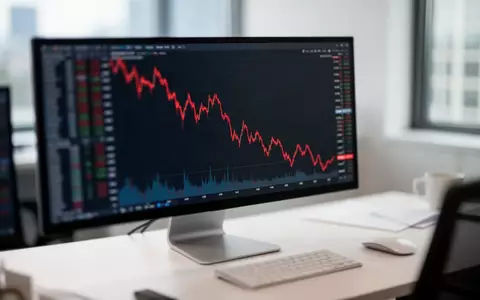 Ein verschwommener Aktienchart mit einer roten Kurslinie auf einem modernen Büro-Monitor. - Foto: über boerse-global.de