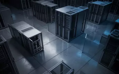 Moderne, minimalistische Serverraum-Umgebung mit industriellen Metall-Serverracks in gedimmtem, blauem Licht. - Foto: über boerse-global.de