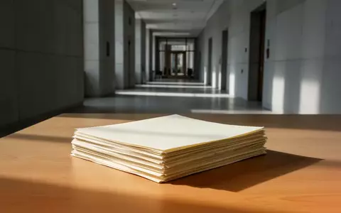 Ein Stapel leerer Dokumente auf einem schlichten Holztisch in einem ruhigen, modernen Büroflur. - Foto: über boerse-global.de