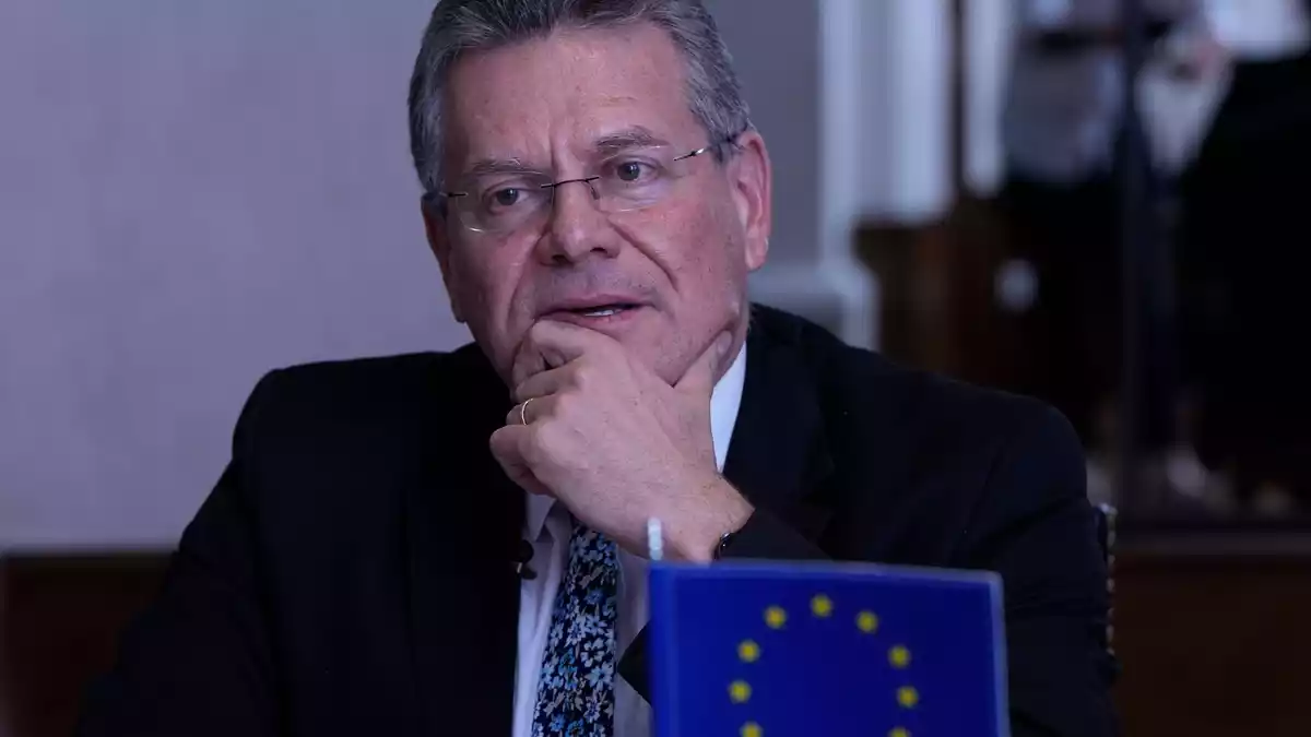 EU-Kommissar für Handel Maros Sefcovic möchte sich in Peking für ausgeglicheneren Handel einsetzen. (Archivbild)  - Bild: Jorge Saenz/AP/dpa