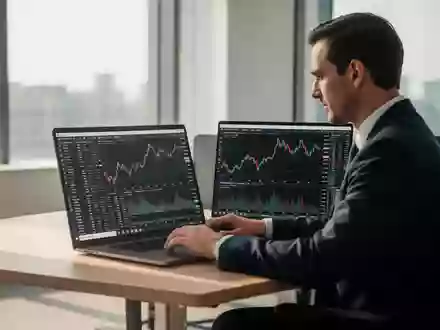 Ein Finanzanalyst betrachtet konzentriert Aktiencharts auf einem Laptop in einem modernen, hellen Büro. - Foto: über boerse-global.de