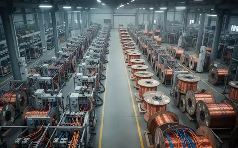 Moderne Produktionshalle mit Kabeltrommeln und elektrischer Ausrüstung in einer Industrieanlage. - Foto: über boerse-global.de
