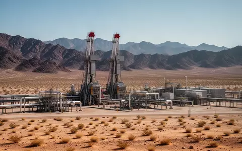 Industrielle Erdgasanlage in einer weitläufigen Wüstenlandschaft vor einer Bergkulisse. - Foto: über boerse-global.de