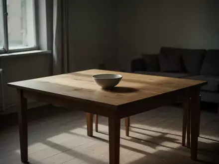 Ein minimalistisch eingerichteter Wohnraum mit einem leeren Tisch bei gedimmtem Tageslicht. - Foto: über boerse-global.de