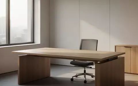 Ein aufgeräumter, leerer Schreibtisch in einem hellen, modernen Büro bei Tageslicht. - Foto: über boerse-global.de
