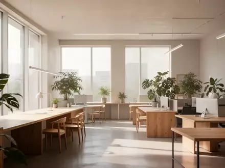 Ein minimalistisch gestalteter, heller moderner Arbeitsbereich mit klaren Linien und natürlichem Tageslicht. - Foto: über boerse-global.de
