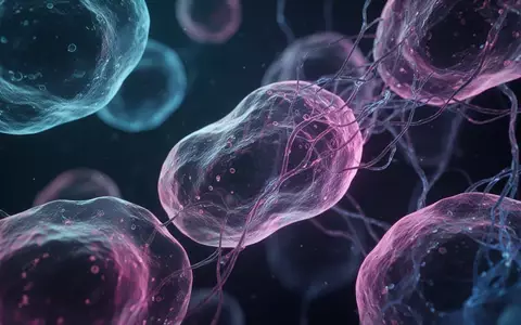 Mikroskopische Aufnahme zellulärer Strukturen und Proteinfilamente in blauen und violetten Farbtönen. - Foto: über boerse-global.de