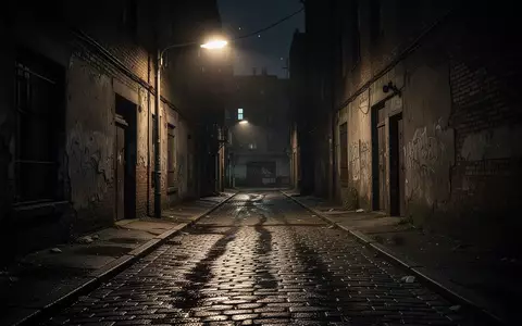 Eine nächtliche, einsame Gasse in einer Stadt mit Kopfsteinpflaster und einer einzelnen Straßenlaterne. - Foto: über boerse-global.de