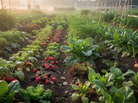 Ein vielfältiges, ökologisch bewirtschaftetes Gemüsefeld mit einer großen Auswahl an Obst- und Gemüsepflanzen. - Foto: über boerse-global.de