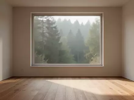 Ein minimalistischer, lichtdurchfluteter Raum mit Blick auf eine friedliche Waldlandschaft. - Foto: über boerse-global.de