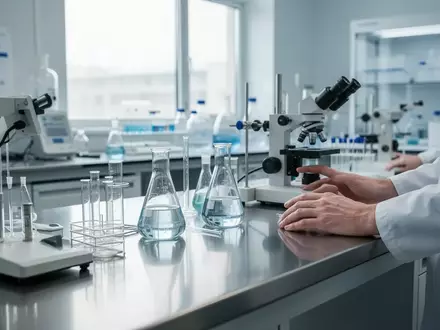 Ein steriles, modernes Labor mit glänzenden Edelstahloberflächen und wissenschaftlichen Geräten in einer klinischen Umgebung. - Foto: über boerse-global.de