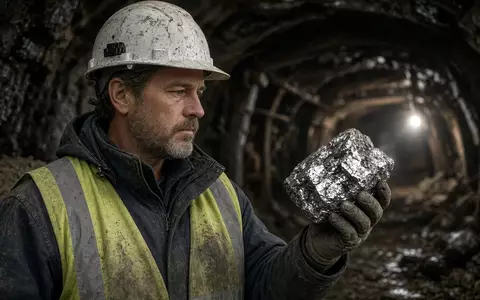 Ein Bergbauingenieur betrachtet in einem silberhaltigen Minenstollen ein Stück Roherz. - Foto: über boerse-global.de