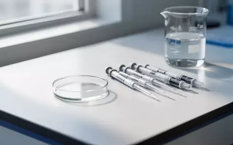 Ein minimalistischer Labortisch mit einer leeren Petrischale und wissenschaftlichen Glasgeräten in hellem Tageslicht. - Foto: über boerse-global.de