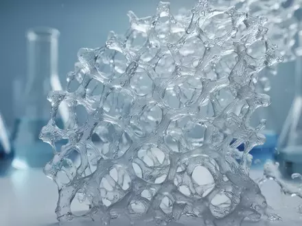 Nahaufnahme einer biologischen Hydrogel-Gerüststruktur unter Laborbedingungen, die für die Gewebezüchtung verwendet wird. - Foto: über boerse-global.de