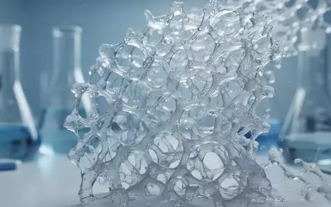 Nahaufnahme einer biologischen Hydrogel-Gerüststruktur unter Laborbedingungen, die für die Gewebezüchtung verwendet wird. - Foto: über boerse-global.de
