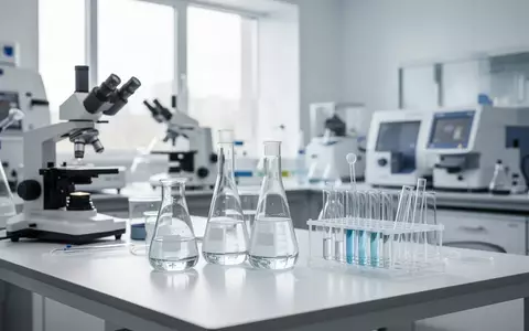 Ein modernes, helles Labor mit analytischen Geräten und Glasgefäßen auf einer weißen Arbeitsfläche. - Foto: über boerse-global.de