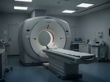 Ein moderner, steriler Behandlungsraum mit einem MRT-Gerät in einer Klinik. - Foto: über boerse-global.de