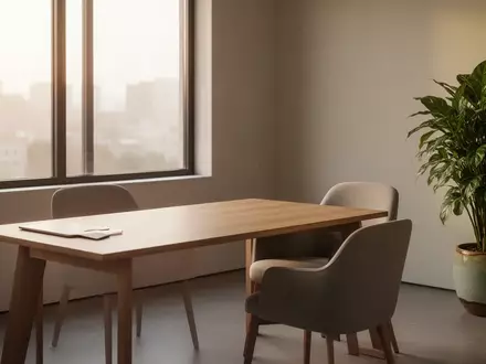 Ein minimalistisch gestalteter Therapieraum mit Tageslicht, einem leeren Tisch und einer Pflanze. - Foto: über boerse-global.de