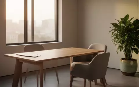 Ein minimalistisch gestalteter Therapieraum mit Tageslicht, einem leeren Tisch und einer Pflanze. - Foto: über boerse-global.de
