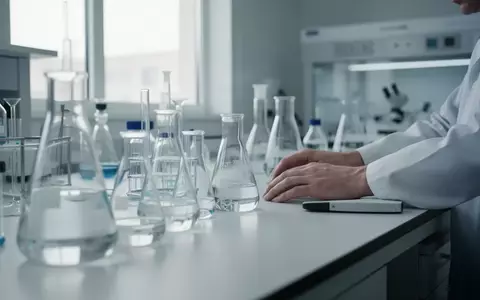 Ein steriles, modern ausgestattetes medizinisches Labor mit wissenschaftlichen Glasgefäßen auf einer weißen Laborbank. - Foto: über boerse-global.de