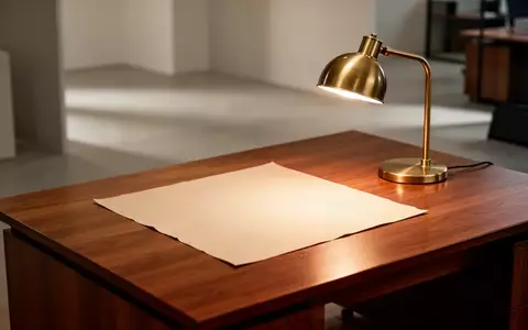 Ein minimalistischer, leerer Schreibtisch mit einer Schreibtischlampe in einem neutralen Büroambiente. - Foto: über boerse-global.de