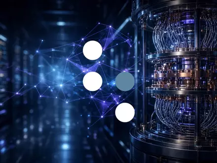 Abstraktes, futuristisches Quantencomputer-Serverraum-Interieur mit blauer Beleuchtung und technischer Ästhetik. - Foto: über boerse-global.de
